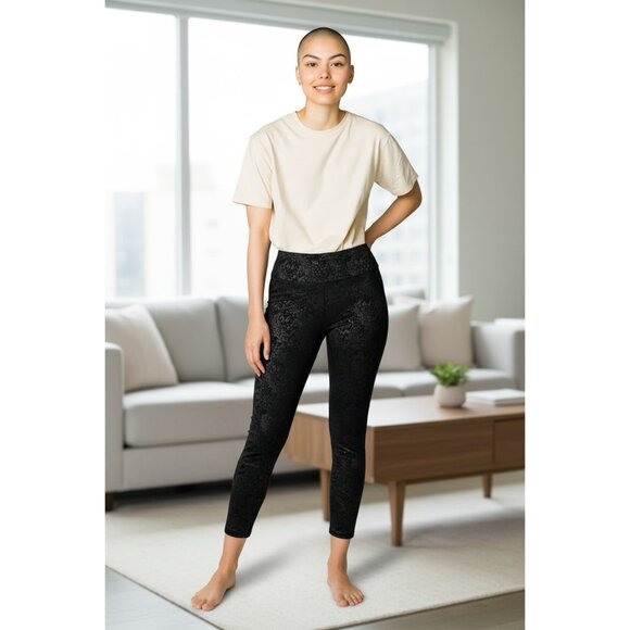 Nic + Zoe Wonder Stretch Embossed Shimmer Slim Pull on Black Pants Womens Size 4 - Picture 3 of 16